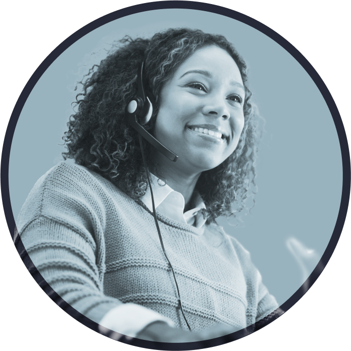 happy woman working in IT field