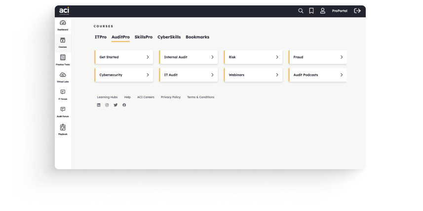 Robust library of Audit training interface screenshot