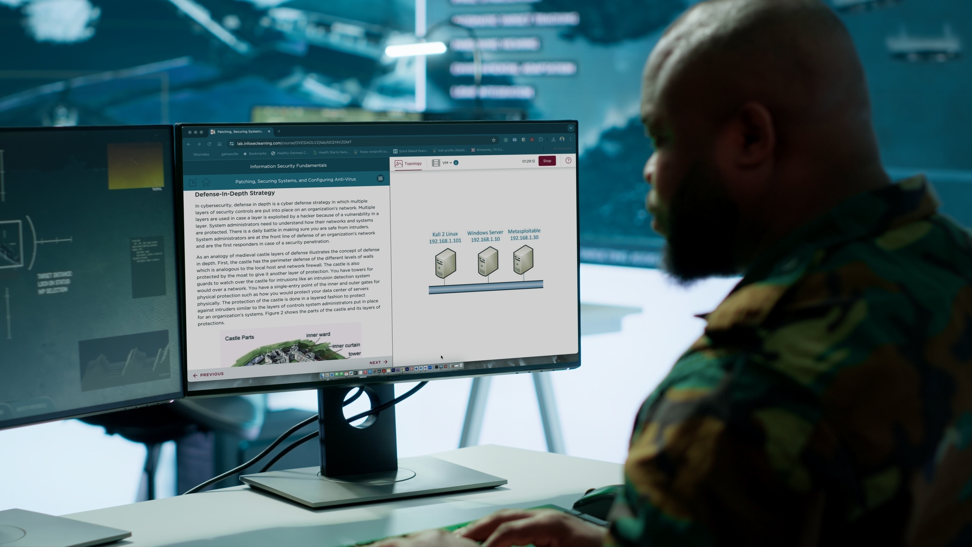 Man staring intently at computer with Skill Labs