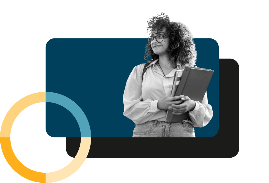 happy woman looking off into distance