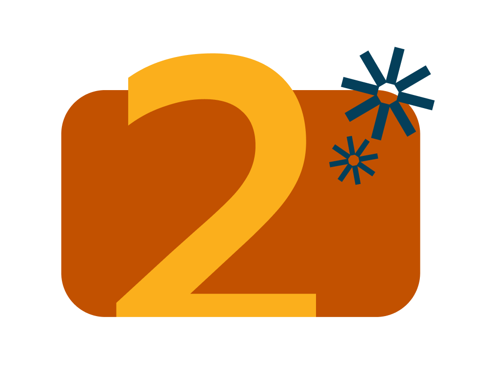 graphic with large 2 and sparks
