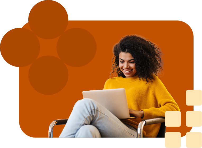 happy professional woman with laptop